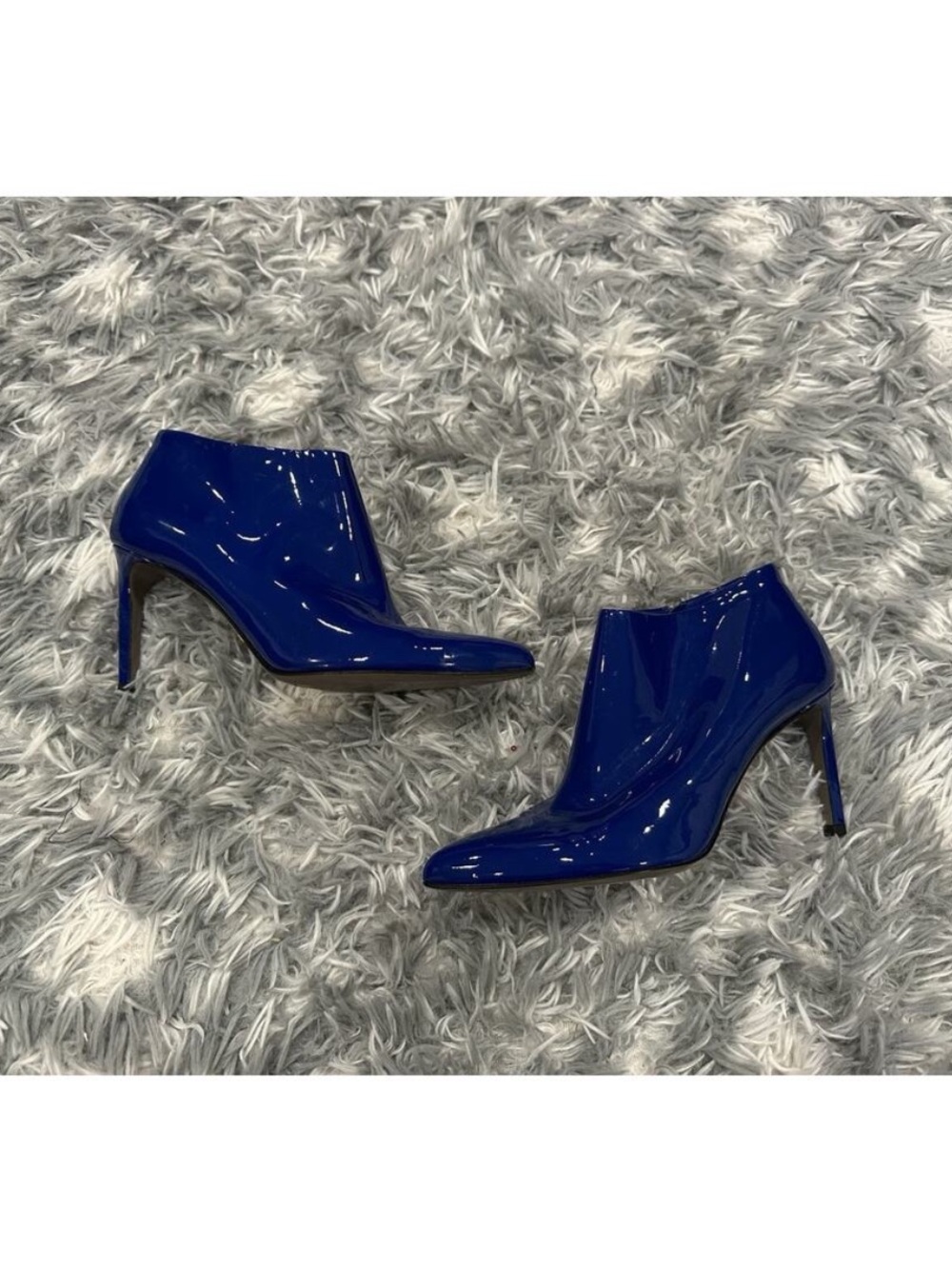Gucci Blue Patent Leather Pointed Toe Booties 37.5 - Picture 1 of 11